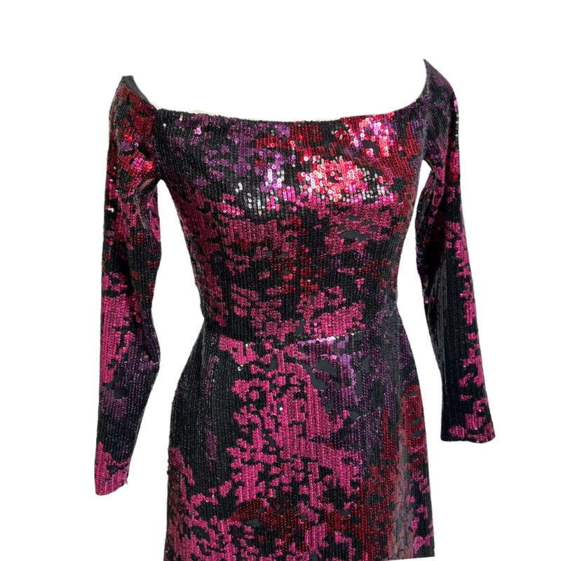 Robe Elie Saab sequin fuchsia/noire