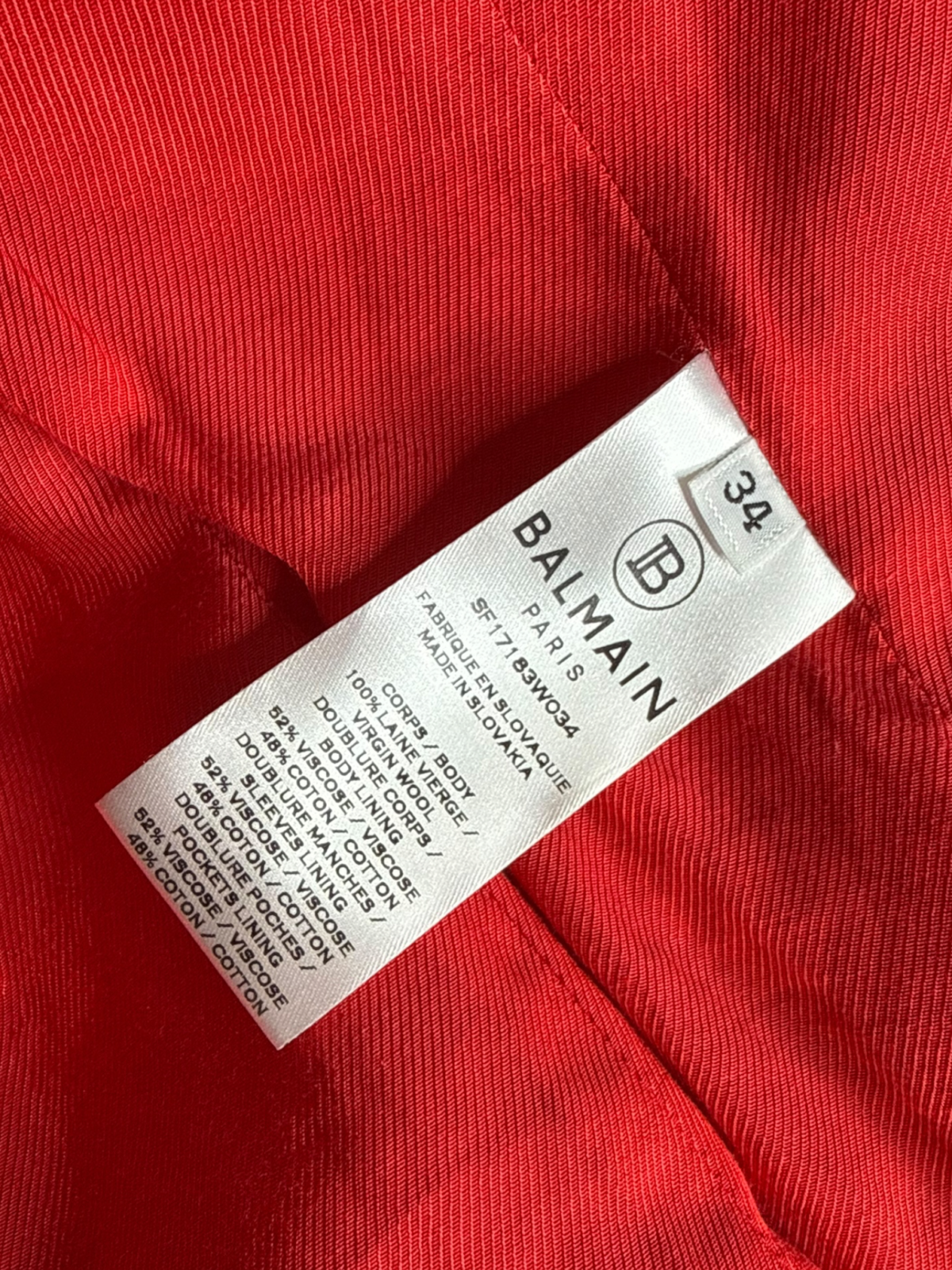 Veste Balmain, Excellent état